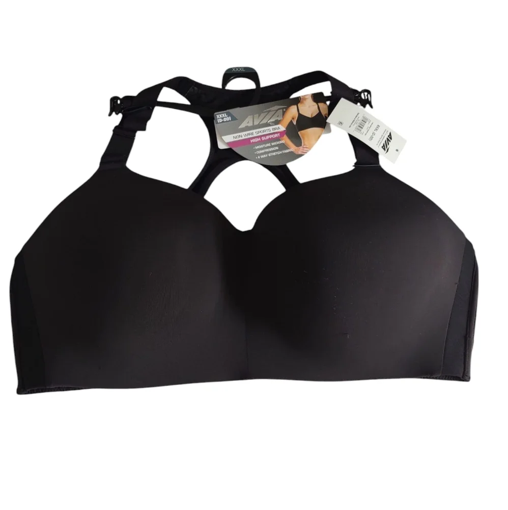 Avia XXXL (D-DD) Non Wire High Support Black Bra *Flawed* - Picture 1 of 14